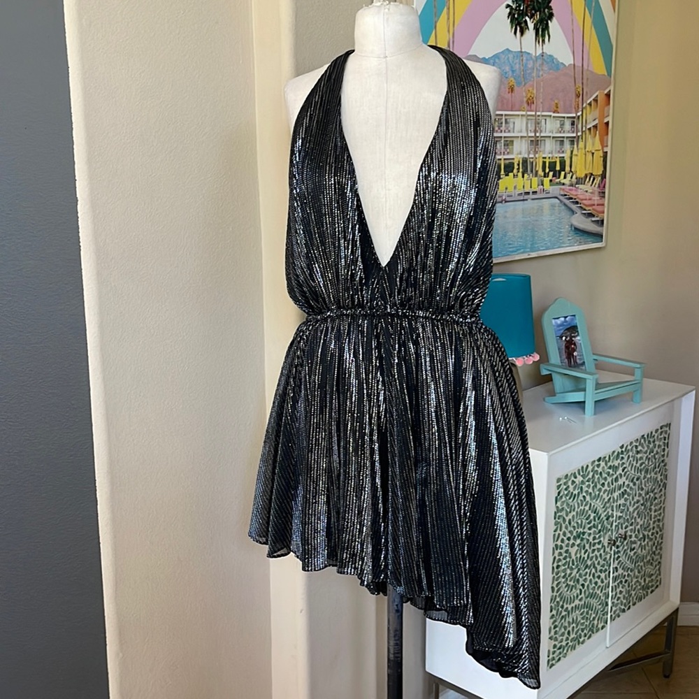 Trisha wore in NYC - SAINT LAURENT Paris Open Back Halter Dress